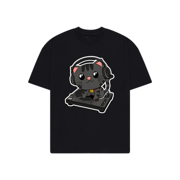 Limited edition 'Cat Vinyl' Black T-shirt